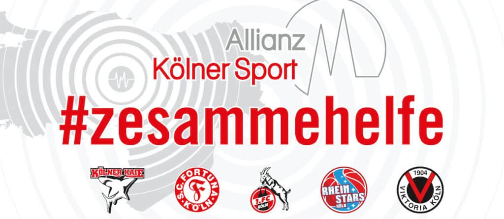 Allianz Kölner Sport #zusammenhhelfe Kampagne mit fünf Kölner Sportlogos inklusive RheinStars Köln.