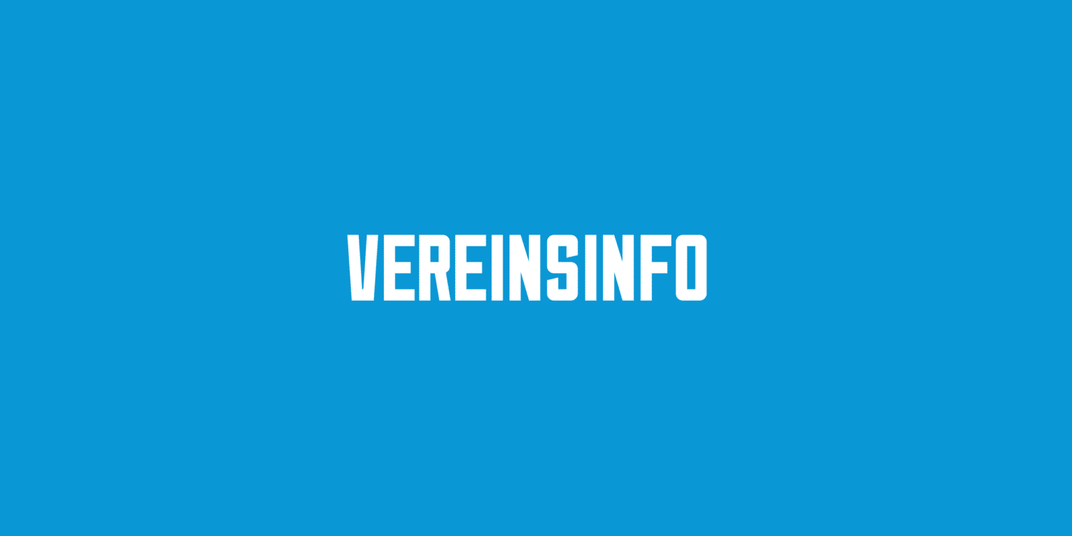 Weißer Text "VEREINSINFO" auf blauem Hintergrund.