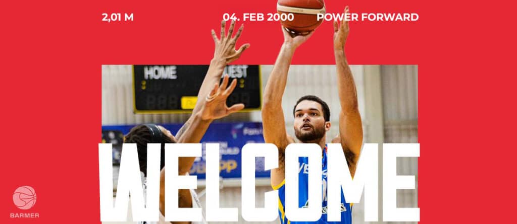 Willkommensplakat für einen Power Forward der RheinStars Köln vom 04. Februar 2000, 2,01 Meter groß.