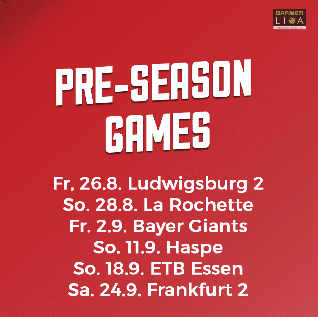 Barmer Liga Vorbereitungsspiele der RheinStars Köln im August und September mit sechs Gegnern.